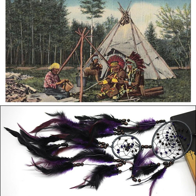 Violetinė plunksna Dream Catcher plunksnos pakabinamas ant sienos namų automobilio dekoro ornamentas