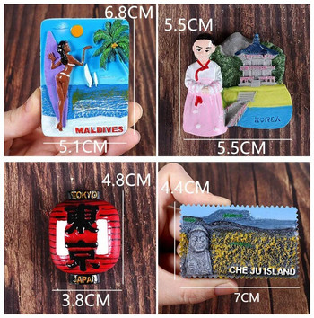 Κορέας χάρτης κοριτσιών Ιαπωνία Αρχιτεκτονική Μαλδίβες 3d μαγνήτης ψυγείου Παραλία Χαβάης Αμερική Συλλογή αναμνηστικών τουρισμού ΗΠΑ διακόσμηση σπιτιού δώρου