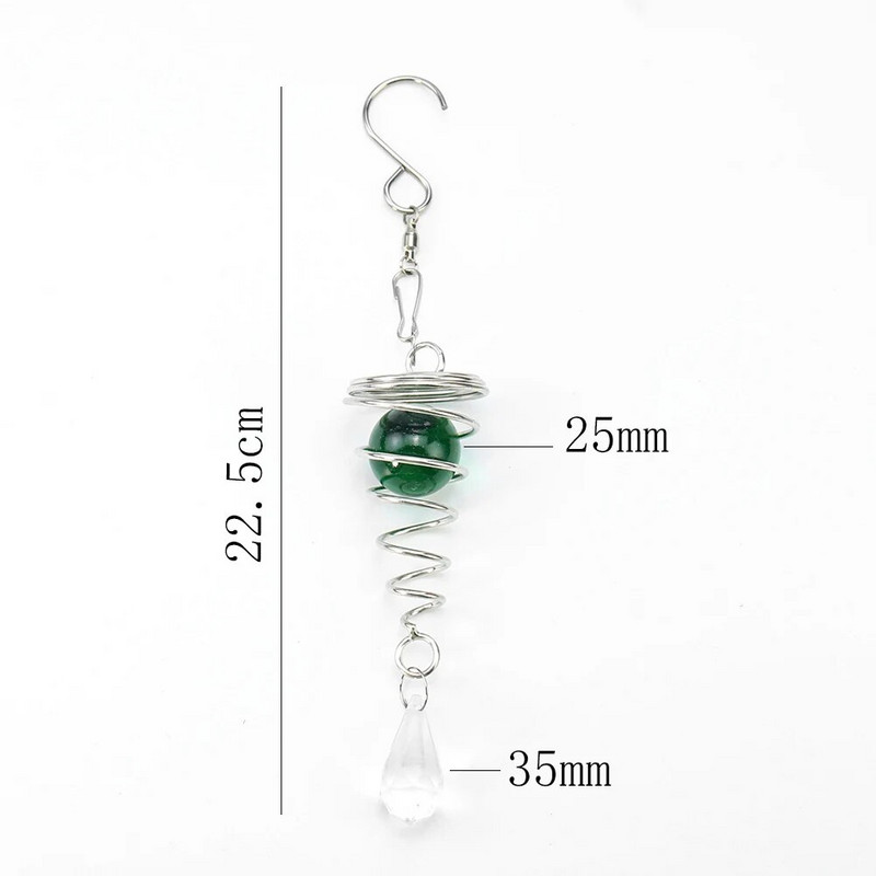 Nerūdijančio plieno spiraliniai vėjo varpeliai krištoliniai rutuliniai vėjo suktukai pakabukai besisukantys kabliukai namų darželis sodo kiemo pakabinamas dekoras