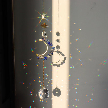 Moon Suncatchers Аметист Crystal Ball Dream Catcher Wind Chimes Rainbow Maker Prisms за вътрешен прозорец Car Charm Градински декор