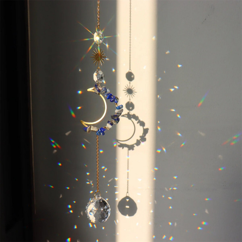 Kuu päikesepüüdjad Ametüstist kristallkuul unenäopüüdja Tuulekellad vikerkaarevalmistaja prismad siseakna autode võlu aiakaunistuseks