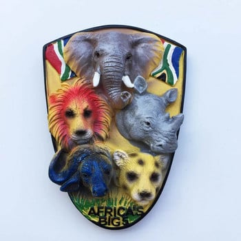 South Africa 3D Animal Tourist Souvenirs Fridge Magnet Refrigerator Αυτοκόλλητο Αφρικανική Μεγάλη Πέντε Ρητίνη ζωγραφισμένη χειροτεχνία Ιδέα δώρου