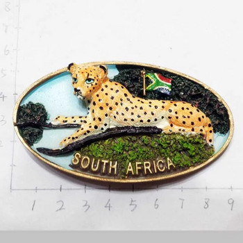 Южна Африка 3D животински туристически сувенири Магнит за хладилник Стикер за хладилник Големите пет на Африка Рисувани със смола занаяти Идея за подарък