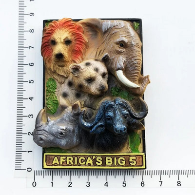 South Africa 3D Animal Tourist Souvenirs Fridge Magnet Refrigerator Αυτοκόλλητο Αφρικανική Μεγάλη Πέντε Ρητίνη ζωγραφισμένη χειροτεχνία Ιδέα δώρου