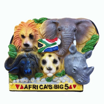 South Africa 3D Animal Tourist Souvenirs Fridge Magnet Refrigerator Αυτοκόλλητο Αφρικανική Μεγάλη Πέντε Ρητίνη ζωγραφισμένη χειροτεχνία Ιδέα δώρου
