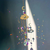 1vnt, Mėnulio ir žvaigždžių krištolinis saulėtas gaudytojas, sodo vakarėlio namų dekoravimo vėjo varpelio pakabukas