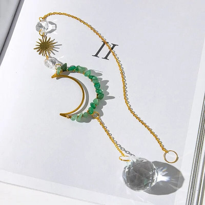 1 tükk töötlemata kivist ja kristallist seinariide, mis on kujundatud kuu ja päikese kujul koduaeda kaunistama