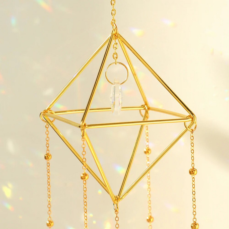 Päikesepüüdja kristalltuulekellad Päikesepüüdja seinaripp akna aiakaunistuseks Boho kodukaunistus Elutoa jõulukingitus