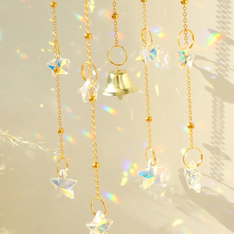 Päikesepüüdja kristalltuulekellad Päikesepüüdja seinaripp akna aiakaunistuseks Boho kodukaunistus Elutoa jõulukingitus