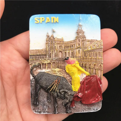Samba Panorama, Hispaania geko, Scroll, Hispaania härjavõitlus, Madridi Hispaania, Barcelona Bullfighting Marque suveniiride külmkapimagnet