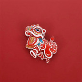 Magnet de frigider în stil chinezesc de Anul Nou chinezesc, desene animate festive dansul leului. Magnet de frigider din rășină creativ drăguț pentru decor acasă