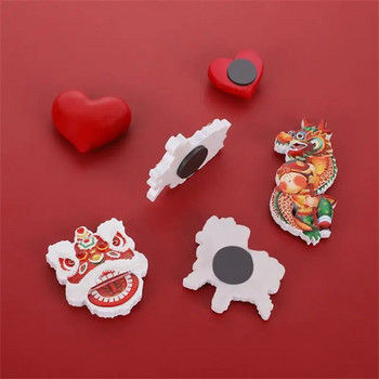 Магнит за хладилник в китайски стил Празнична китайска нова година анимационен танц на лъва Сладък креативен магнит за хладилник от смола домашен декор