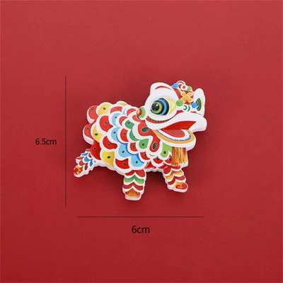 Magnet de frigider în stil chinezesc de Anul Nou chinezesc, desene animate festive dansul leului. Magnet de frigider din rășină creativ drăguț pentru decor acasă