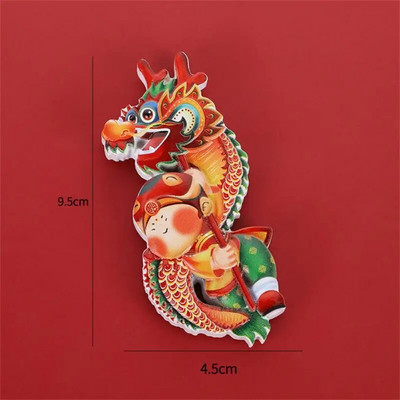 Magnet de frigider în stil chinezesc de Anul Nou chinezesc, desene animate festive dansul leului. Magnet de frigider din rășină creativ drăguț pentru decor acasă