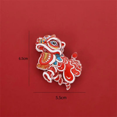 Magnet de frigider în stil chinezesc de Anul Nou chinezesc, desene animate festive dansul leului. Magnet de frigider din rășină creativ drăguț pentru decor acasă