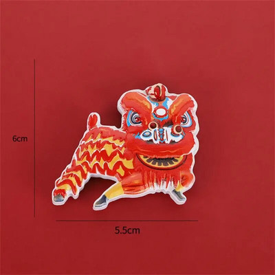Magnet de frigider în stil chinezesc de Anul Nou chinezesc, desene animate festive dansul leului. Magnet de frigider din rășină creativ drăguț pentru decor acasă