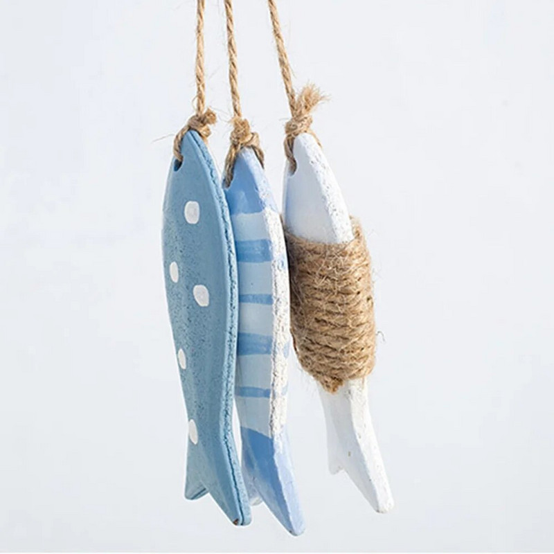 Ψαράκι Ξύλινο μενταγιόν θάλασσας ψαριού για διακόσμηση νηπιαγωγείου Σουβλάκια ψαριού Κρεμαστό Ξυλογλυπτικό Ξύλινο Ξύλινο Διακόσμηση για κρεμαστά ψάρια