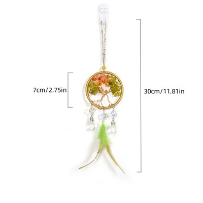 Mini unenäopüüdja sulgede kaunistused Kodukaunistused ja seinariiputavad ehted Käsitsi valmistatud autoripats Tuulekellad tüdrukutele koolikoti kingitused