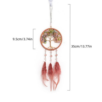 Mini unenäopüüdja sulgede kaunistused Kodukaunistused ja seinariiputavad ehted Käsitsi valmistatud autoripats Tuulekellad tüdrukutele koolikoti kingitused
