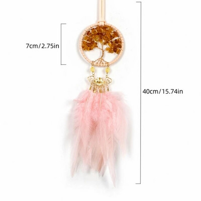 Mini unenäopüüdja sulgede kaunistused Kodukaunistused ja seinariiputavad ehted Käsitsi valmistatud autoripats Tuulekellad tüdrukutele koolikoti kingitused