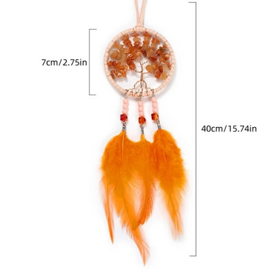 Mini unenäopüüdja sulgede kaunistused Kodukaunistused ja seinariiputavad ehted Käsitsi valmistatud autoripats Tuulekellad tüdrukutele koolikoti kingitused