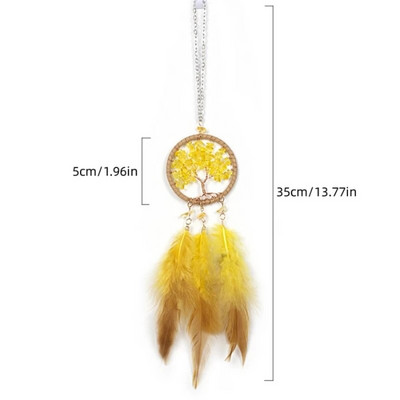 Mini unenäopüüdja sulgede kaunistused Kodukaunistused ja seinariiputavad ehted Käsitsi valmistatud autoripats Tuulekellad tüdrukutele koolikoti kingitused