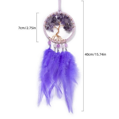 Mini unenäopüüdja sulgede kaunistused Kodukaunistused ja seinariiputavad ehted Käsitsi valmistatud autoripats Tuulekellad tüdrukutele koolikoti kingitused