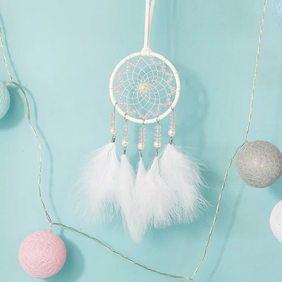 Mini unenäopüüdja sulgede kaunistused Kodukaunistused ja seinariiputavad ehted Käsitsi valmistatud autoripats Tuulekellad tüdrukutele koolikoti kingitused