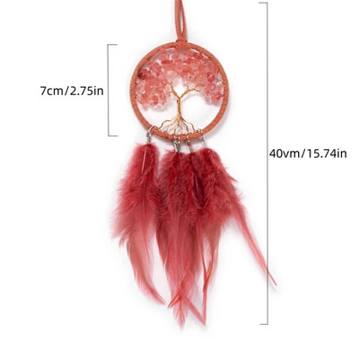 Mini unenäopüüdja sulgede kaunistused Kodukaunistused ja seinariiputavad ehted Käsitsi valmistatud autoripats Tuulekellad tüdrukutele koolikoti kingitused