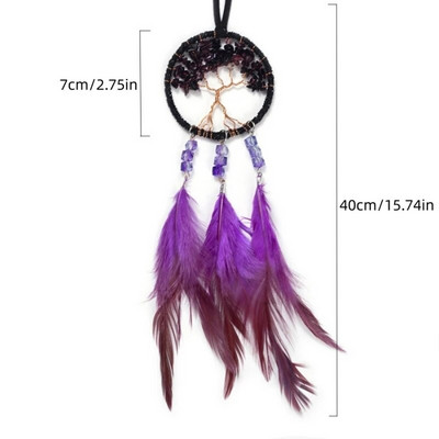 Mini unenäopüüdja sulgede kaunistused Kodukaunistused ja seinariiputavad ehted Käsitsi valmistatud autoripats Tuulekellad tüdrukutele koolikoti kingitused