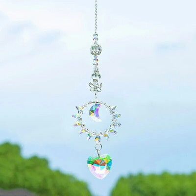 1 tk, tehiskristallsein, liblikate ja värviliste kellade prismaatiline pallivõlu koju, elutuppa, rõdu dekoratiivrippu