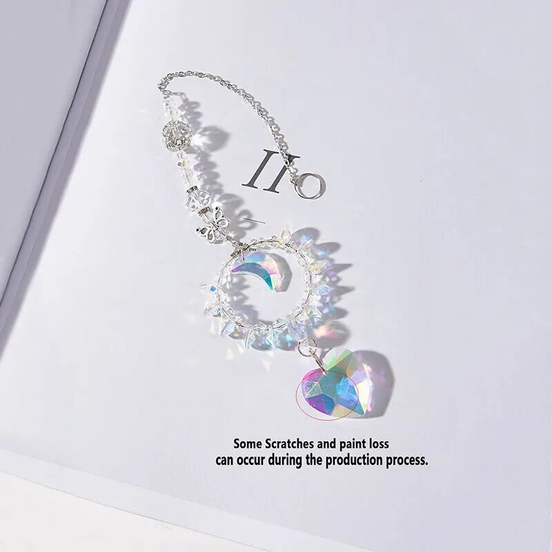 1 tk, tehiskristallsein, liblikate ja värviliste kellade prismaatiline pallivõlu koju, elutuppa, rõdu dekoratiivrippu