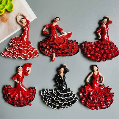 Spanyolország Flamenco Hűtőmágnesek Spanyol táncos turista ajándéktárgyak dekoráció Kézműves mágneses hűtőszekrény matrica Gyűjtemény Ajándékok