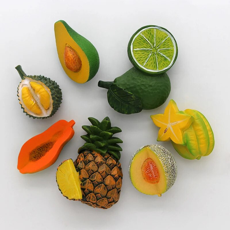 Frigider bionic cu fructe cu magneți de frigider 3D ananas bambus avocado papaya căpșuni durian cireș carambolă decor acasă