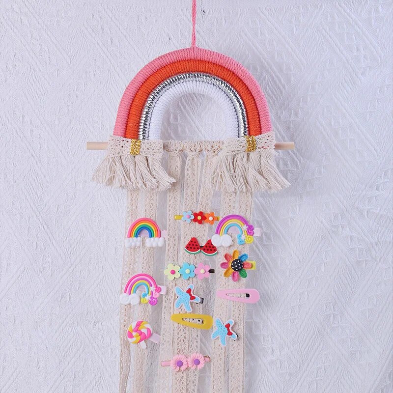 Naujas 1 vnt plaukų juostos laikymo diržas Barrette laikiklis plaukų segtukai laikiklis plaukų laikiklis „pasidaryk pats“ vaivorykštės dekoras, pakabinamas prie sienos namų dekoras