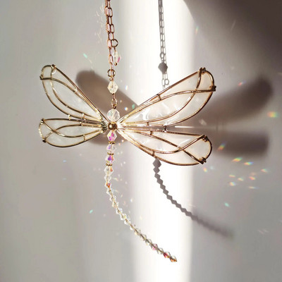 Dragonfly Ornament Window Изящни крила Crystal Sun Catcher Висулка Висяща капка за външна декорация на вътрешна градина