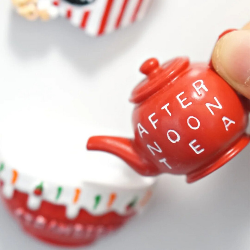 Raudoni maisto šaldytuvo magnetai Arbatinukas Crossaint Milk Pomidorų Šaldytuvas Magnetiniai lipdukai Namų puošmenos Kūrybiška virtuvės dovana