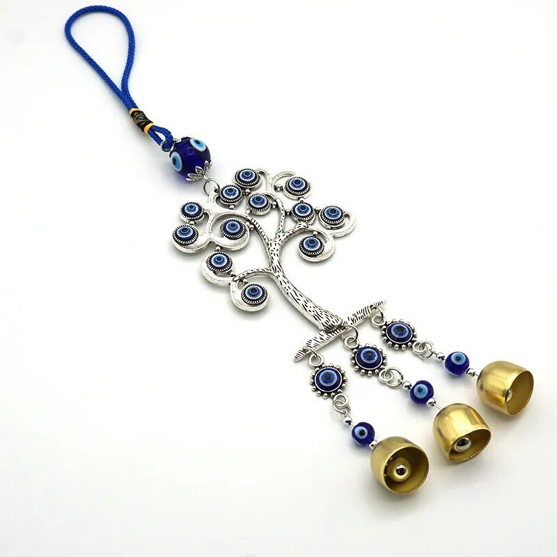 Velnio akies mėlyna apsauga nuo blogio karoliuko Gyvybės medis Kutas Varpelis Vėjo varpeliai pakabukas Amuletas Talismanas Feng Shui namų dekoras