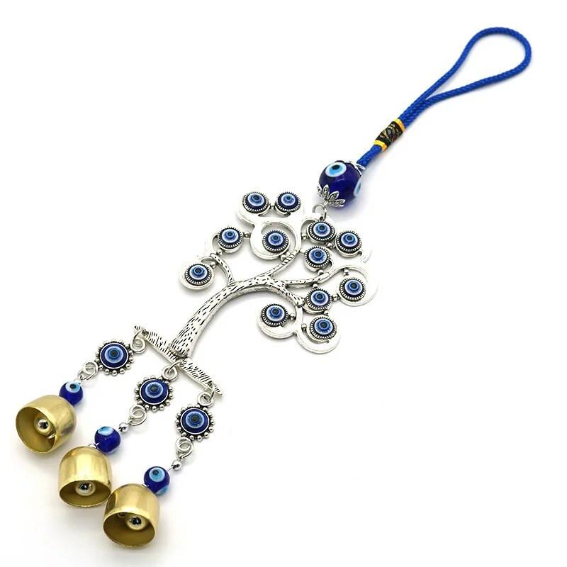 Velnio akies mėlyna apsauga nuo blogio karoliuko Gyvybės medis Kutas Varpelis Vėjo varpeliai pakabukas Amuletas Talismanas Feng Shui namų dekoras