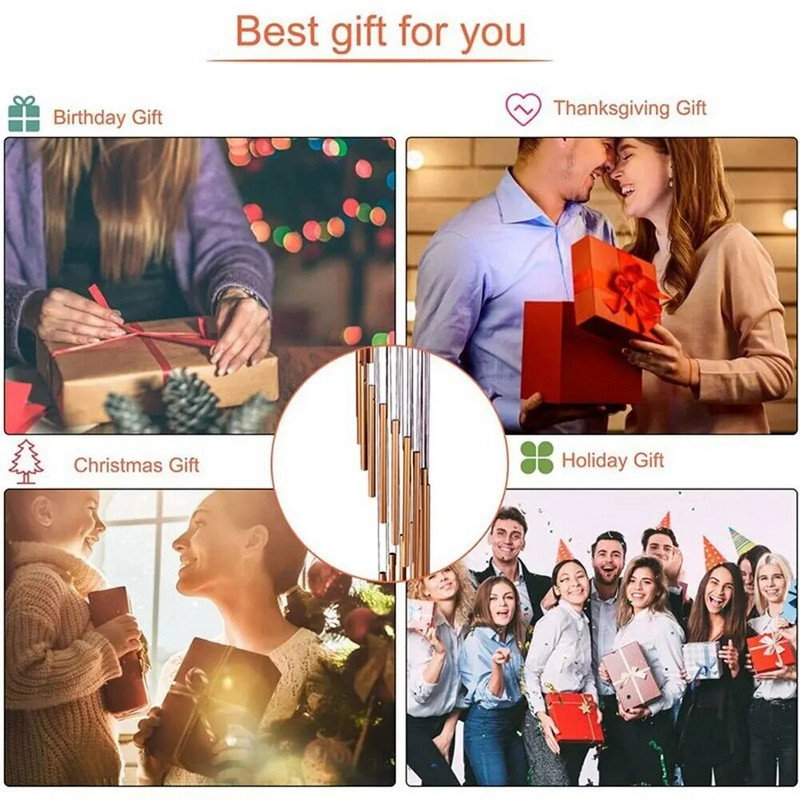 1 komad, 12 cijevi od aluminijske legure, zvona na vjetar s kukom, zlatna/srebrna zvona za vanjsku kućnu svadbu, spomen ukrasni darovi