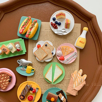 Храна Магнит за хладилник Ръчно рисуван следобеден чай Десерт Торта 3D магнити за хладилник Сувенири Магнитни стикери за хладилник Подарък