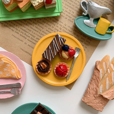 Hrana Magnet za hladnjak Ručno oslikana poslijepodnevna čajna desertna torta 3D magneti za hladnjak Suveniri Magnetske naljepnice za hladnjak Poklon