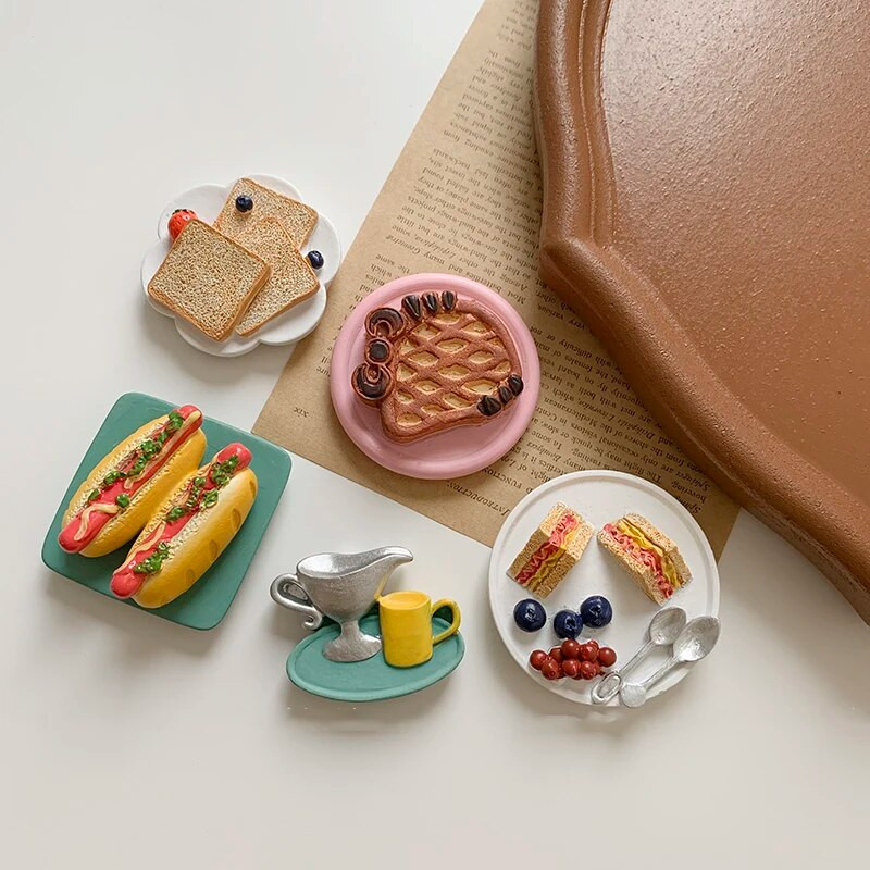 Hrana Magnet za hladnjak Ručno oslikana poslijepodnevna čajna desertna torta 3D magneti za hladnjak Suveniri Magnetske naljepnice za hladnjak Poklon