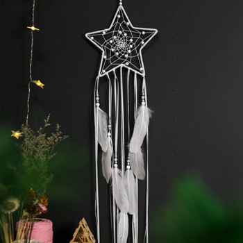 Indian Feather Dreamcatcher Moon Star Wall Κρεμαστό DIY Διακόσμηση Δωματίου Χειροποίητο Αισθητικό ρετρό Dream Catcher Wind Chime Στολίδι