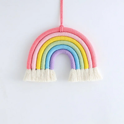 Rainbow Makrame Sienų Pakabos Mergaitėms Kutas Gobelenas Darželis Kawaii Kūdikių kambario dekoras Rankų darbo virvė Namų dekoravimo ornamentas