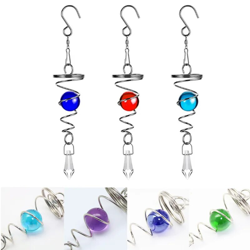 Rotirajući kristalni spiralni rep s kuglastim privjeskom Spinner repovi Viseći ukrasi za vrtilice Zvono Vanjski vrt i dvorište