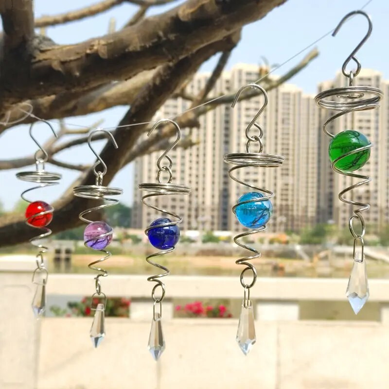 Rotirajući kristalni spiralni rep s kuglastim privjeskom Spinner repovi Viseći ukrasi za vrtilice Zvono Vanjski vrt i dvorište