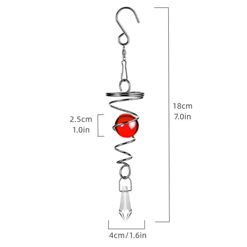 Rotirajući kristalni spiralni rep s kuglastim privjeskom Spinner repovi Viseći ukrasi za vrtilice Zvono Vanjski vrt i dvorište
