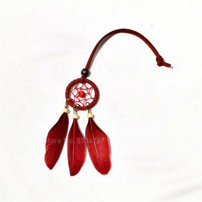 Mini apărător de vise colorat cu pene oglindă pandantiv artizanat interior dormitor acasă agățat perete accesorii de decorare mașină