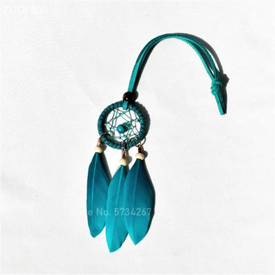 Mini apărător de vise colorat cu pene oglindă pandantiv artizanat interior dormitor acasă agățat perete accesorii de decorare mașină